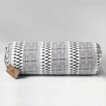 Round Yoga Bolster | Natural & Organic | Black & White Print