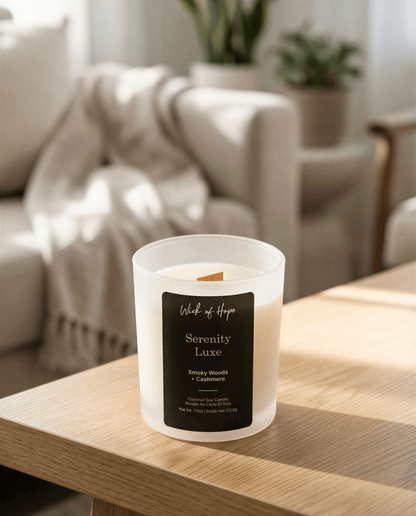 Serenity Luxe Candle | Smoky Woods + Cashmere