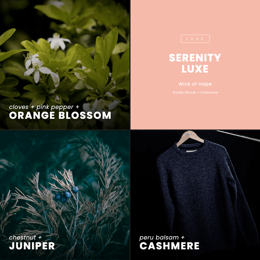 Serenity Luxe Candle | Smoky Woods + Cashmere