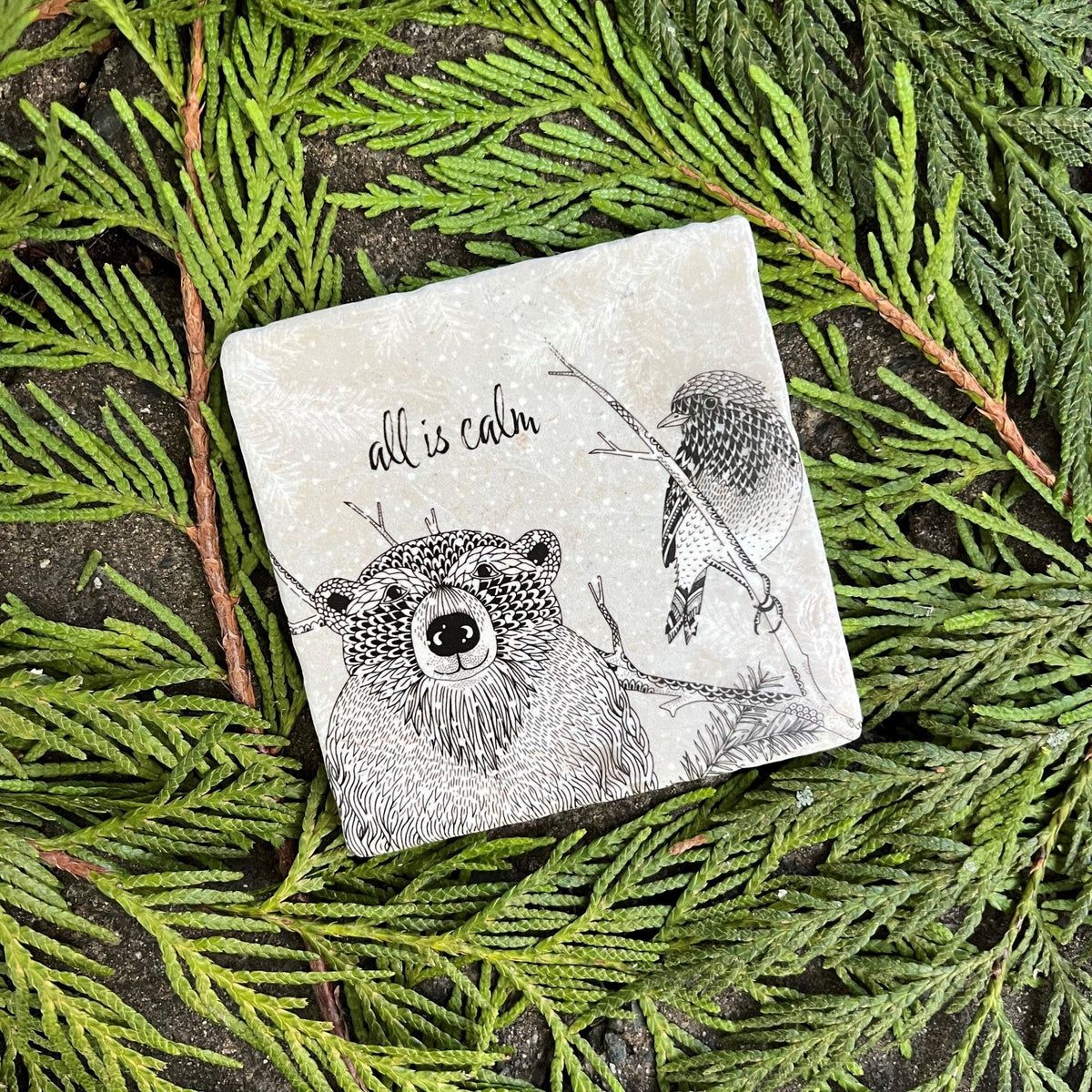 Marble Coasters - Set of Snowy Christmas Coasters