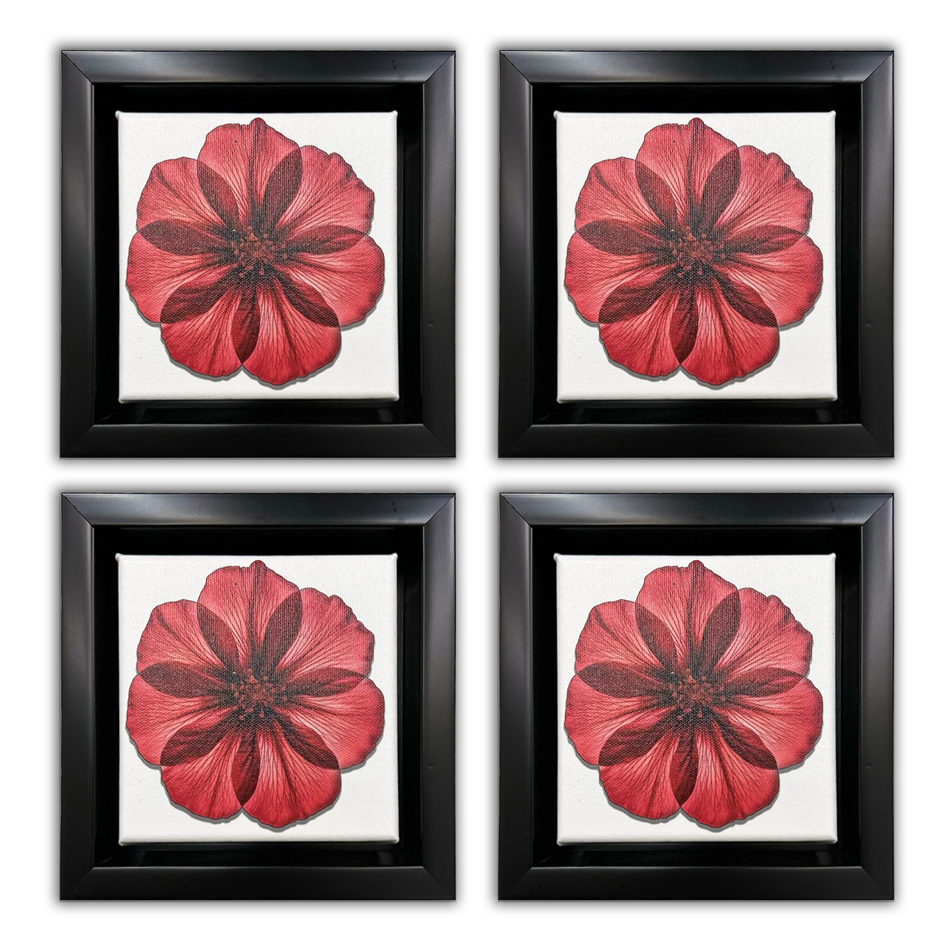Impression sur toile – Lot de 4 encadrées (noir) à poser sur une table