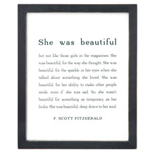 Framed Words - She Was Beautiful (F. Scott Fitzgerald)