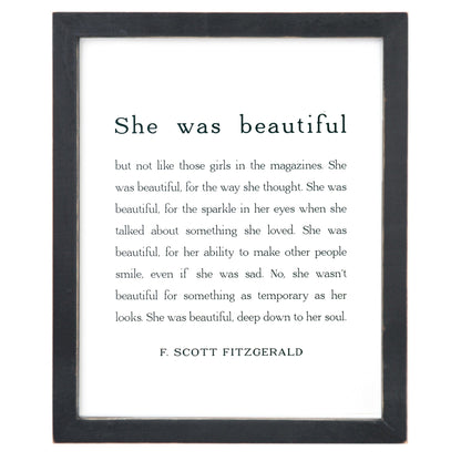 Framed Words - She Was Beautiful (F. Scott Fitzgerald)