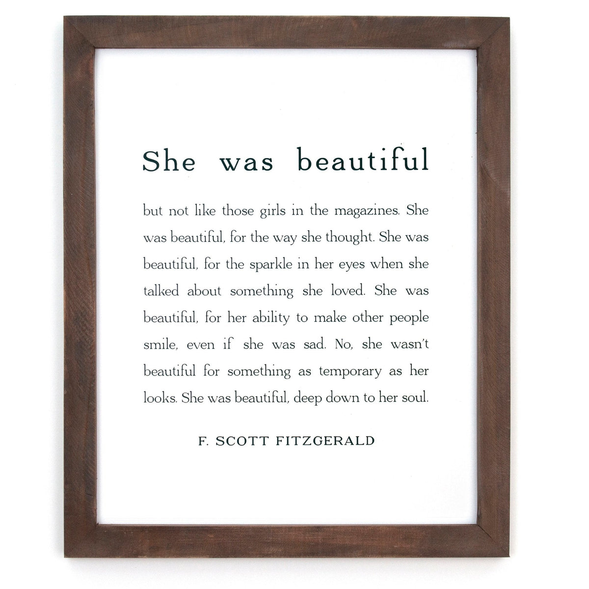 Framed Words - She Was Beautiful (F. Scott Fitzgerald)