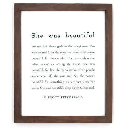 Framed Words - She Was Beautiful (F. Scott Fitzgerald)