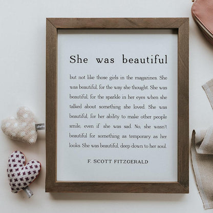 Framed Words - She Was Beautiful (F. Scott Fitzgerald)