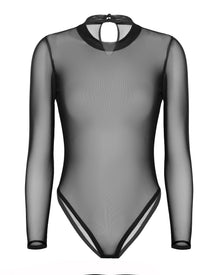 Sheer Mock Neck Bodysuit, Heze