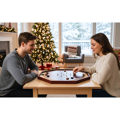 Jeu de Crokinole pour débutants par Crokinole Canada - Cerisier Shiraz et Mélaminé Érable - Ensemble de jeu de Crokinole traditionnel