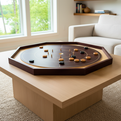 Jeu de Crokinole pour débutants par Crokinole Canada - Cerisier Shiraz et Mélaminé Érable - Ensemble de jeu de Crokinole traditionnel