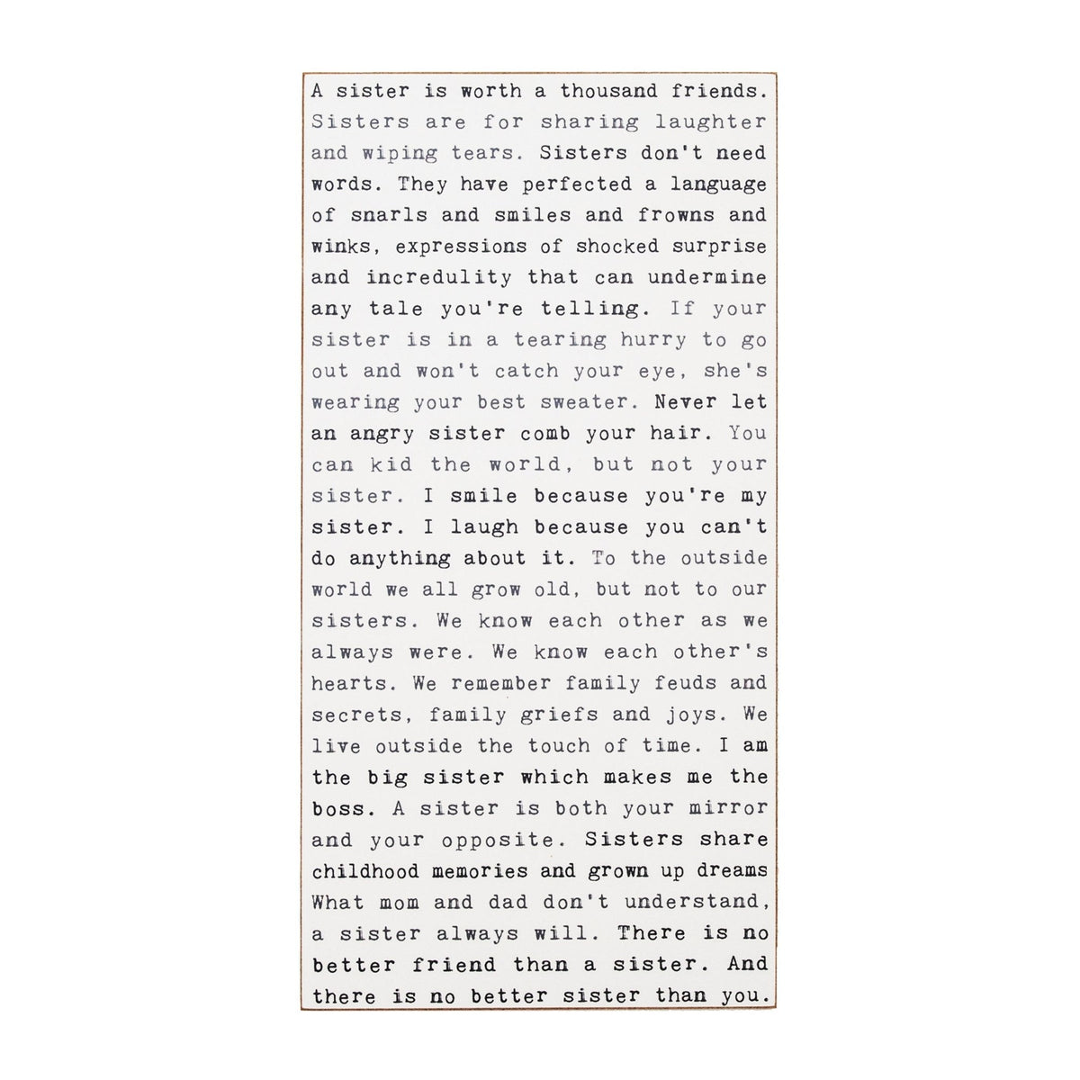 Typewriter Sign - Sisters
