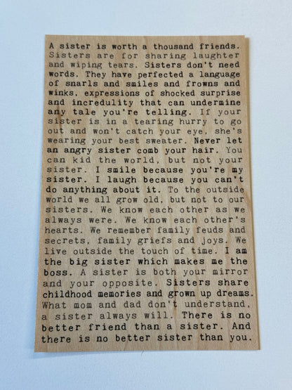 Wood Postcard - Sisters