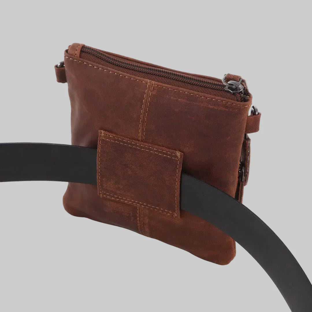 Mini sac bandoulière en cuir Greenwood avec 3 poches zippées