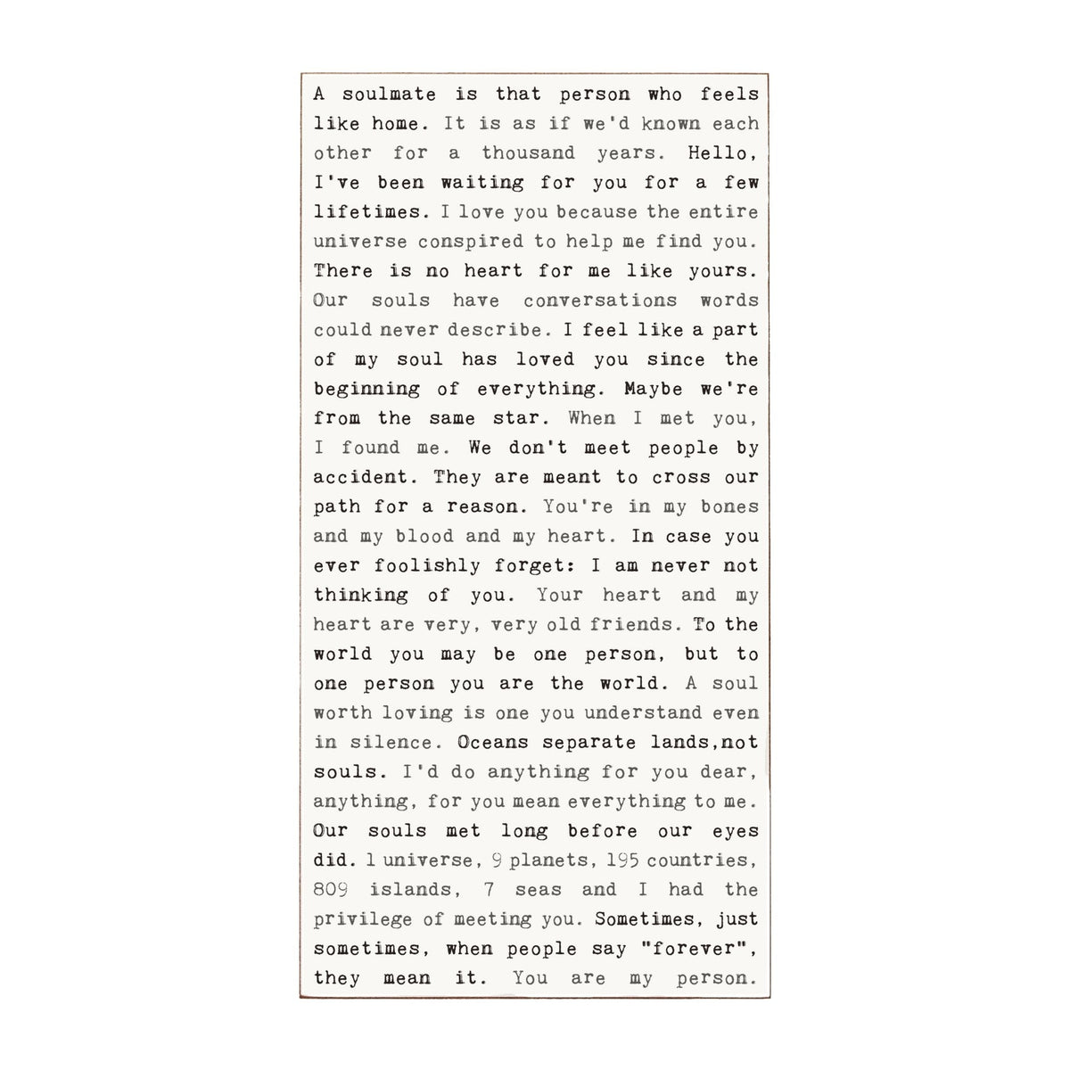 Typewriter Sign - Soulmate