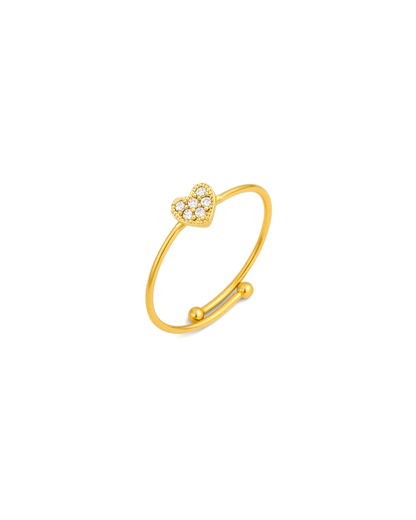 Bague ajustable Cœur scintillant