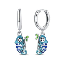 Boucles d'oreilles créoles en argent sterling Charme Caméléon