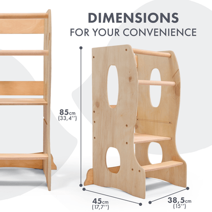 Tour Montessori stable : Chaise évolutive en bois - Beige