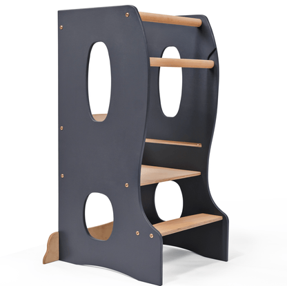 Tour Montessori stable : Chaise évolutive en bois - Grise