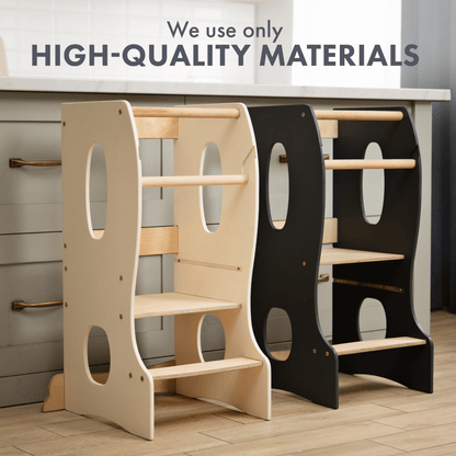 Tour Montessori stable : Chaise évolutive en bois - Grise