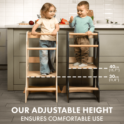 Tour Montessori stable : Chaise évolutive en bois - Grise