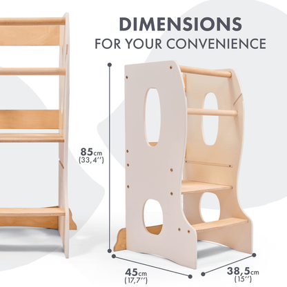 Tour Montessori stable : Chaise évolutive en bois - Ivoire