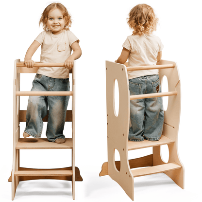 Tour Montessori stable : Chaise évolutive en bois - Ivoire