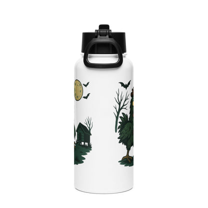 Bouteille d'eau en acier inoxydable Poulet Zombie Halloween avec paille