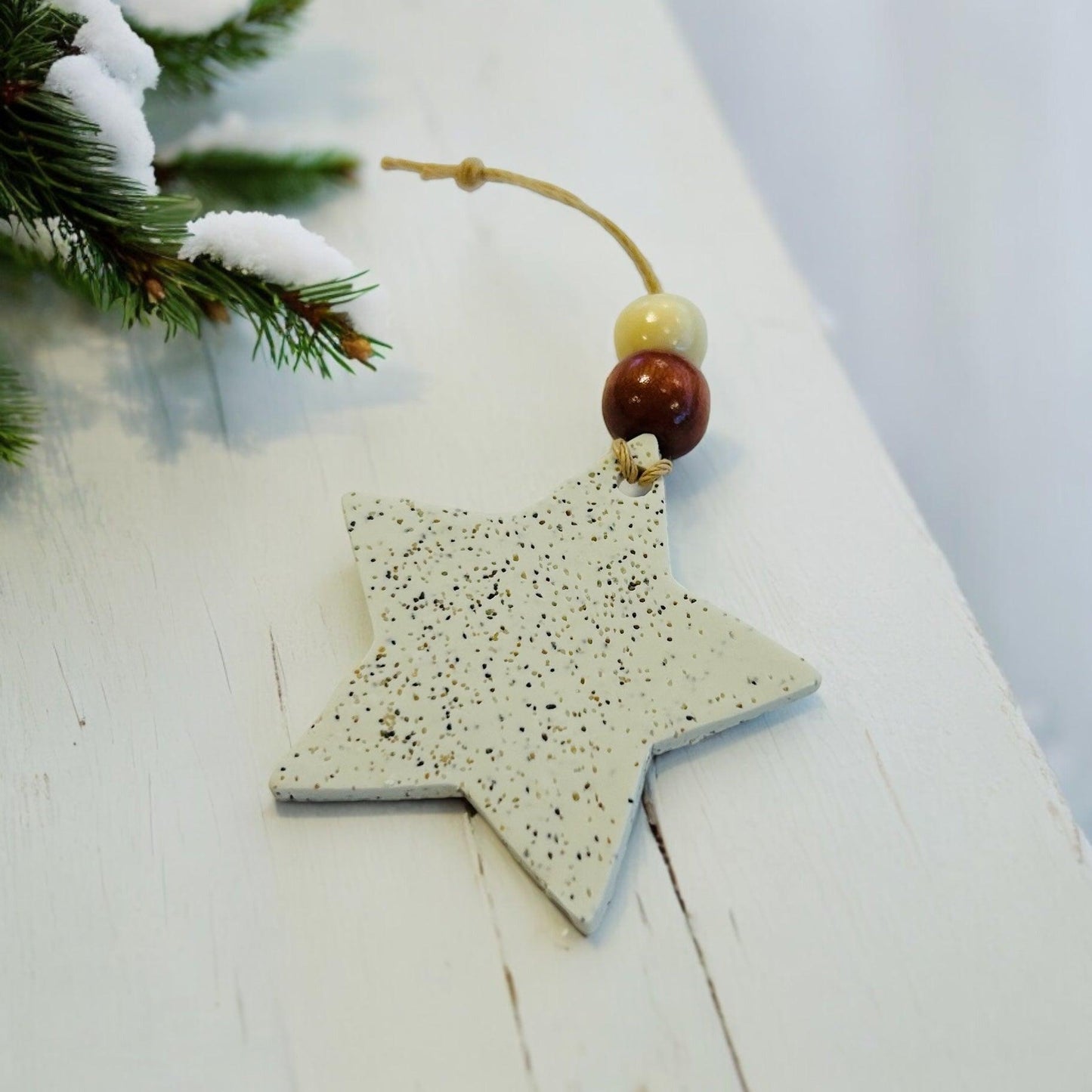 Étoile de Noël faite à la main en argile et sable de plage de la Nouvelle-Écosse