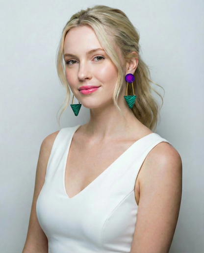 Boucles d'oreilles Art déco noires et dorées faites à la main - « Dupa »