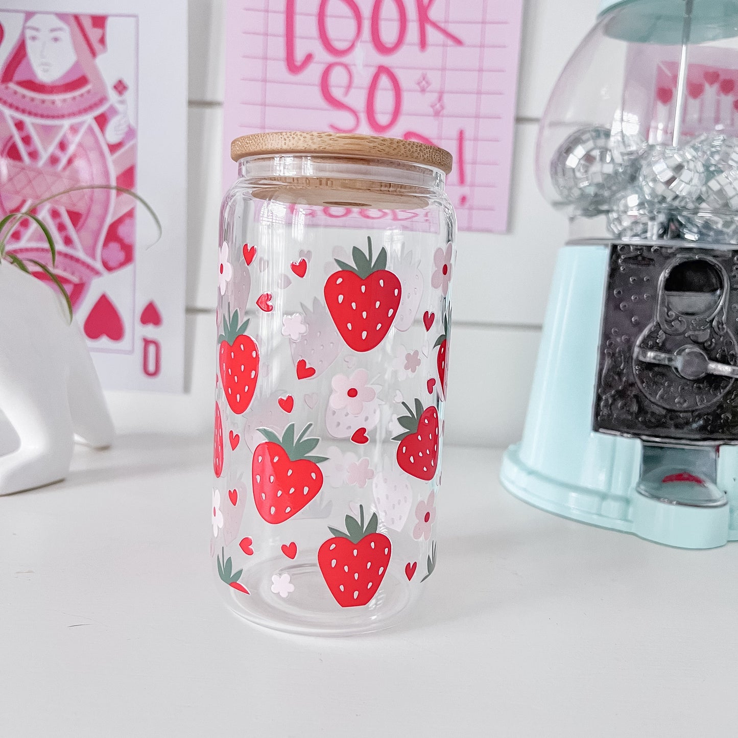 Tasse en verre Fraise