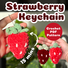 Crochet 15-min Strawberry Keychain Pattern PDF Download Beginner Friendly
