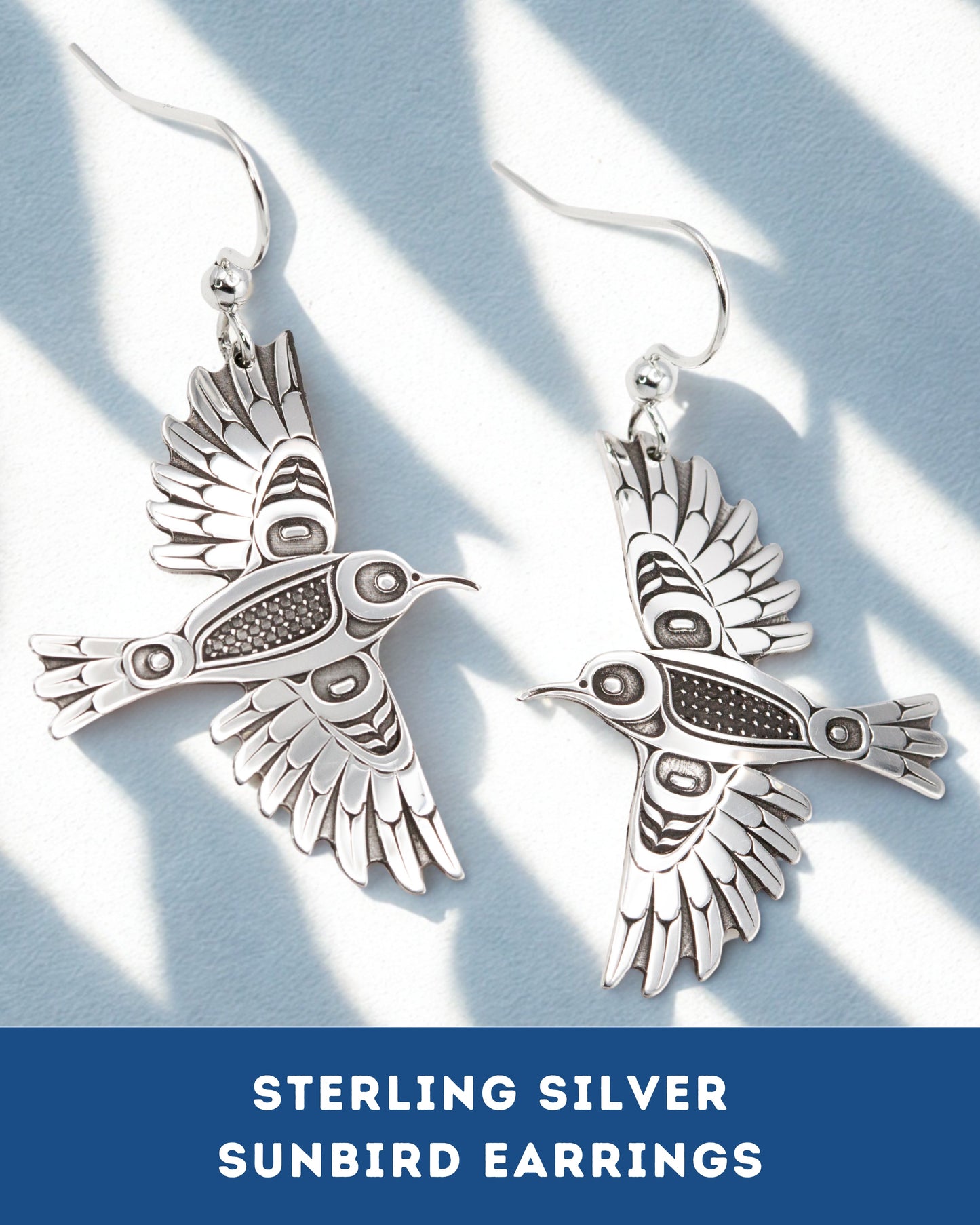 Boucles d'oreilles colibri en argent sterling
