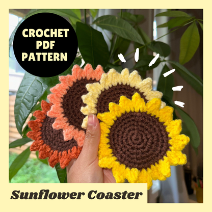 Crochet Sunflower Coaster Pattern PDF Download Beginner Friendly