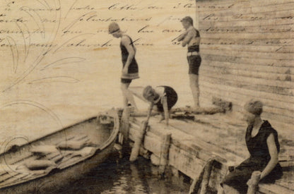 Wood Postcard - Swimmers
