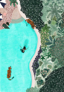 Swimming with Tigers Art Print