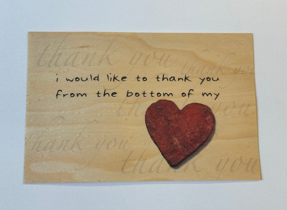 Wood Postcard - Thank You Heart
