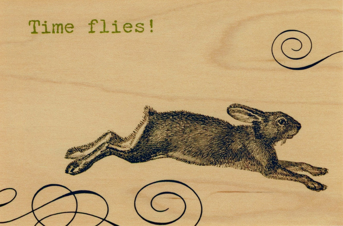 Wood Postcard - Time Flies