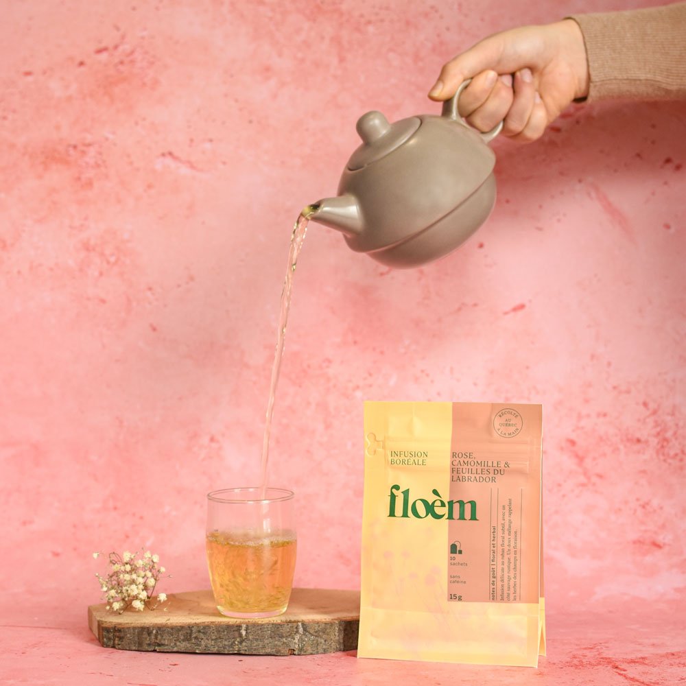 Herbal tea bags Rose, Chamomile & Labrador tea leaves