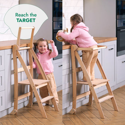 Tour d'apprentissage pour tout-petits : Marchepied pliable pour enfants - Gris