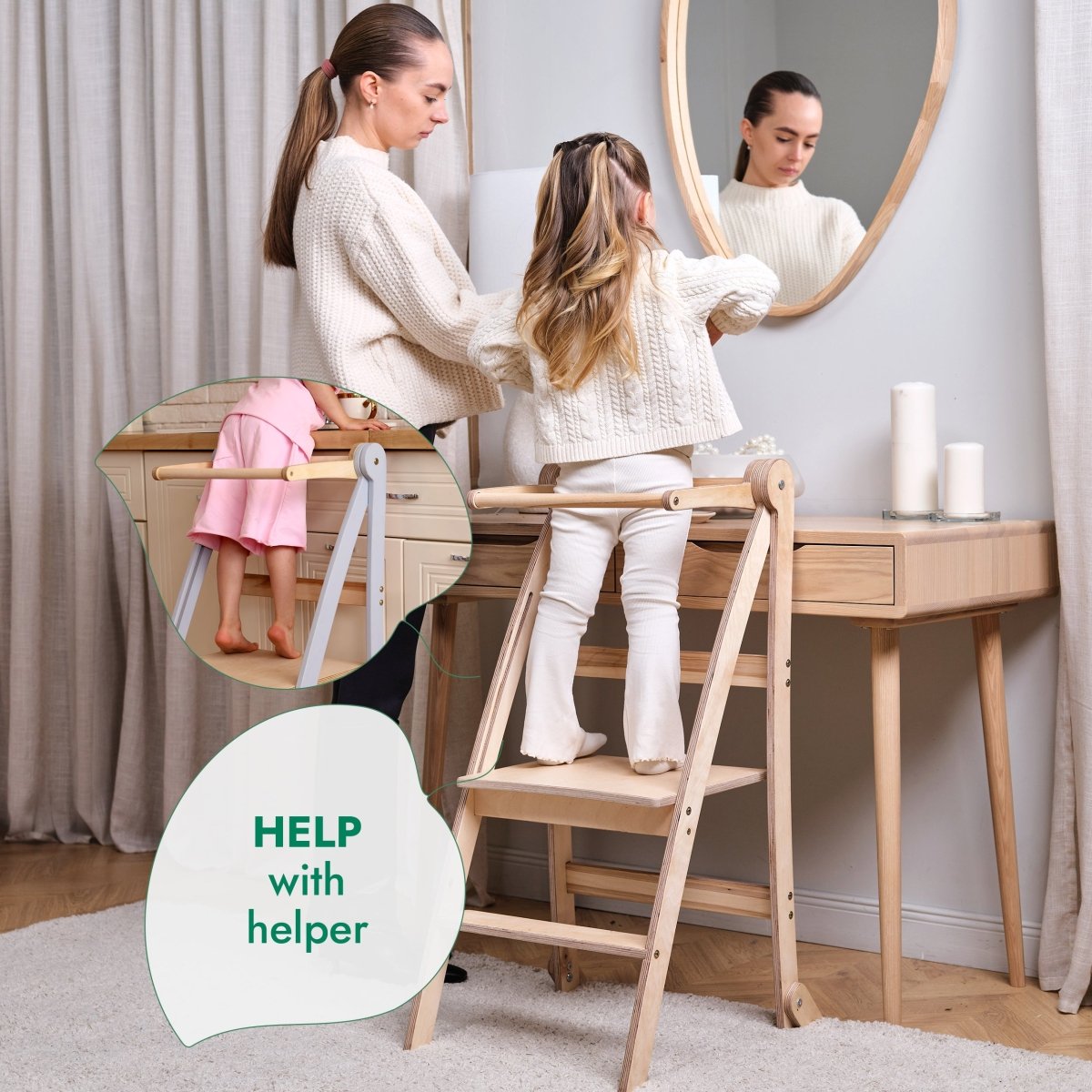Tour d'apprentissage : Marchepied pliable pour tout-petits - Beige