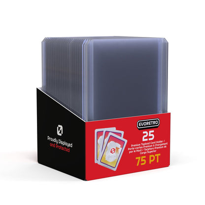 25 EVORETRO Toploader 35pt/55pt/75pt/100pt/180pt – Pack of 25 for Trading Cards