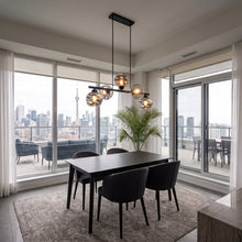 Suspension TORONTO à 5 globes en verre pour îlot de cuisine et table de salle à manger