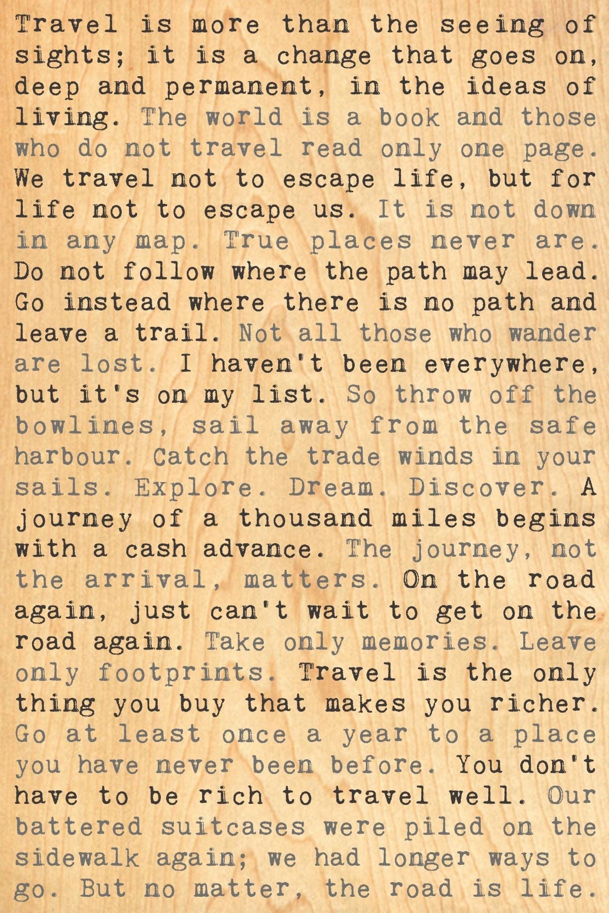 Wood Postcard - Travel