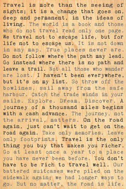 Wood Postcard - Travel