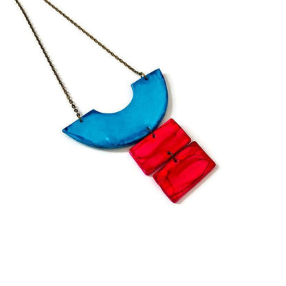 Collier plastron géométrique épais, boucles d'oreilles clous ou à clips – Fait main