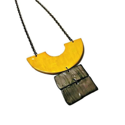 Collier plastron géométrique épais, boucles d'oreilles clous ou à clips – Fait main
