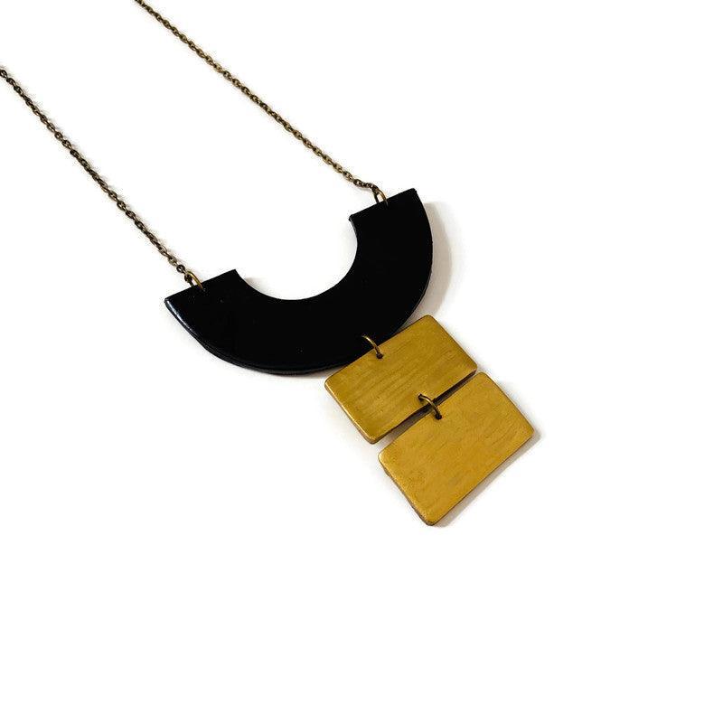 Collier plastron géométrique épais, boucles d'oreilles clous ou à clips – Fait main