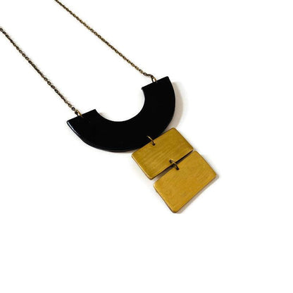 Collier plastron géométrique épais, boucles d'oreilles clous ou à clips – Fait main