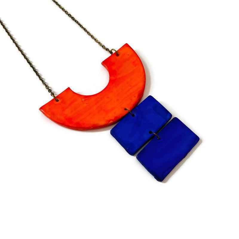 Collier plastron géométrique épais, boucles d'oreilles clous ou à clips – Fait main