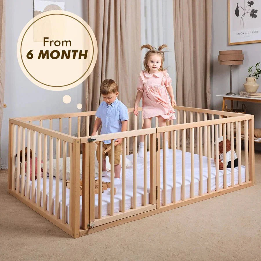 Cadre de lit double pour tout-petits avec barrière