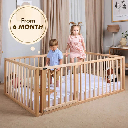 Cadre de lit double pour tout-petits avec barrière